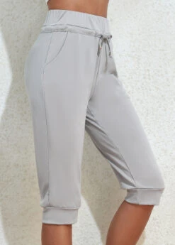 Pocket Drawastring High Waisted Grey Jogger Pants -Rosewe Promotion Store 333744 P 16850914160484