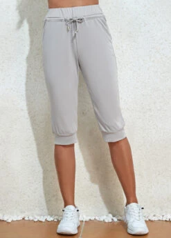 Pocket Drawastring High Waisted Grey Jogger Pants -Rosewe Promotion Store 333744 P 16850914164805