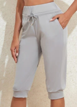 Pocket Drawastring High Waisted Grey Jogger Pants