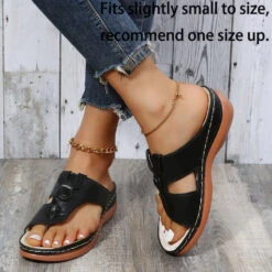 Toe Post Mid Heel Black Flip Flops -Rosewe Promotion Store 333822 P 1683711329052