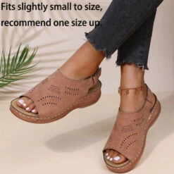 Peep Toe Mid Heel Light Coffee Sandals -Rosewe Promotion Store 333825 P 1683711385187