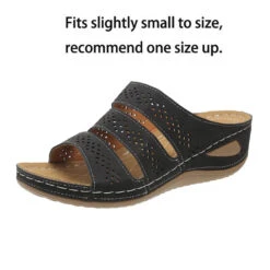 Black Open Toe Low Heel Hollow Sliders -Rosewe Promotion Store 333828 P 1683711442041