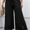 Black Plus Size Drawstring Elastic Waist Pants -Rosewe Promotion Store 334190 P 16895978747073