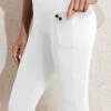 White Elastic Waist Mid Waisted Knee Length Leggings -Rosewe Promotion Store 334194 P 16844986334570