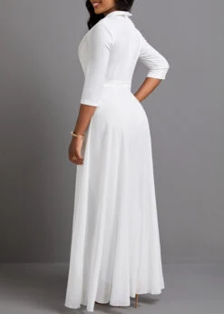 Sequin Ankle Length Lapel Regular White Jumpsuit -Rosewe Promotion Store 334253 P 1691030590920