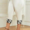 White Plus Size Patchwork Skinny Elastic Waist Pants -Rosewe Promotion Store 334263 P 16880197689923