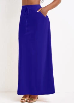 Purplish Blue A Line Drawastring Pocket Maxi Skirt 8 Purplish Blue A Line Drawastring Pocket Maxi Skirt -Rosewe Promotion Store 334291 P 16851002553652
