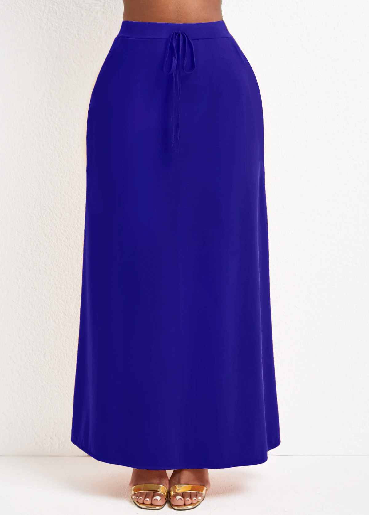Purplish Blue A Line Drawastring Pocket Maxi Skirt 6 Purplish Blue A Line Drawastring Pocket Maxi Skirt - Image 4
