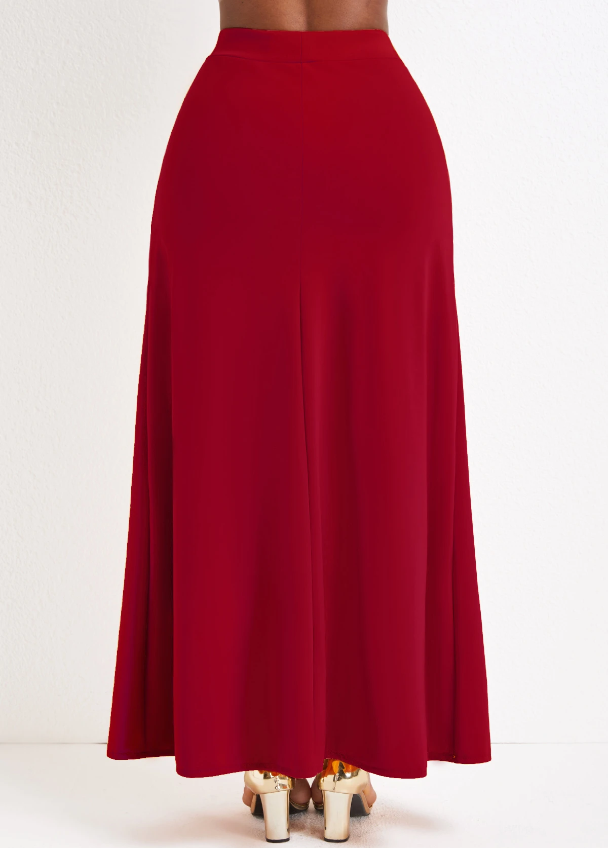 Pocket Wine Red A Line Drawastring Maxi Skirt 4 Pocket Wine Red A Line Drawastring Maxi Skirt - Image 2