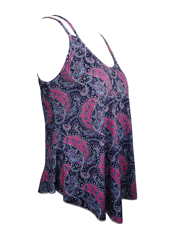 Tribal Print Asymmetry Hot Pink Camisole Top 6 Tribal Print Asymmetry Hot Pink Camisole Top - Image 4