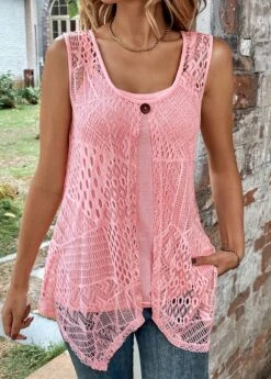 Two Piece Round Neck Pink Tank Top 20 Two Piece Round Neck Pink Tank Top -Rosewe Promotion Store 334450 P 16847450779643 1