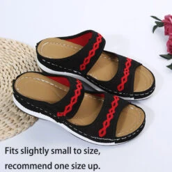 Black Open Toe Mid Heel Sliders -Rosewe Promotion Store 334525 P 1684568806315