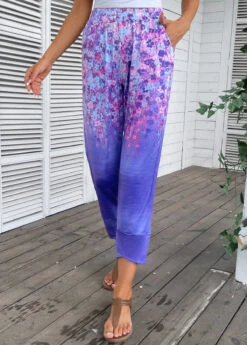 Ditsy Floral Print Pocket Multi Color Jogger Pants