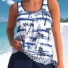 Plus Size Mid Waisted Navy Tankini Set -Rosewe Promotion Store 334628 P 1685701002259