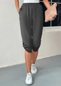 Jogger Pocket Dark Grey Elastic Waist Pants -Rosewe Promotion Store 334706 P 16848397550974