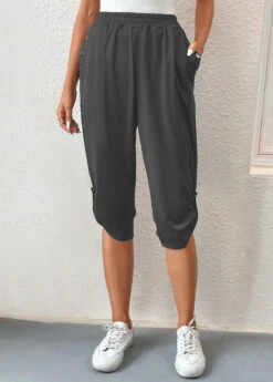 Jogger Pocket Dark Grey Elastic Waist Pants -Rosewe Promotion Store 334706 P 16848397559865