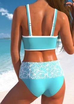 Mid Waisted Bowknot Cyan Bikini Set -Rosewe Promotion Store 334833 P 1684919036415