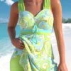 Mid Waisted Paisley Print Drawstring Light Green Swimdress Set -Rosewe Promotion Store 334834 P 1684919049425 1