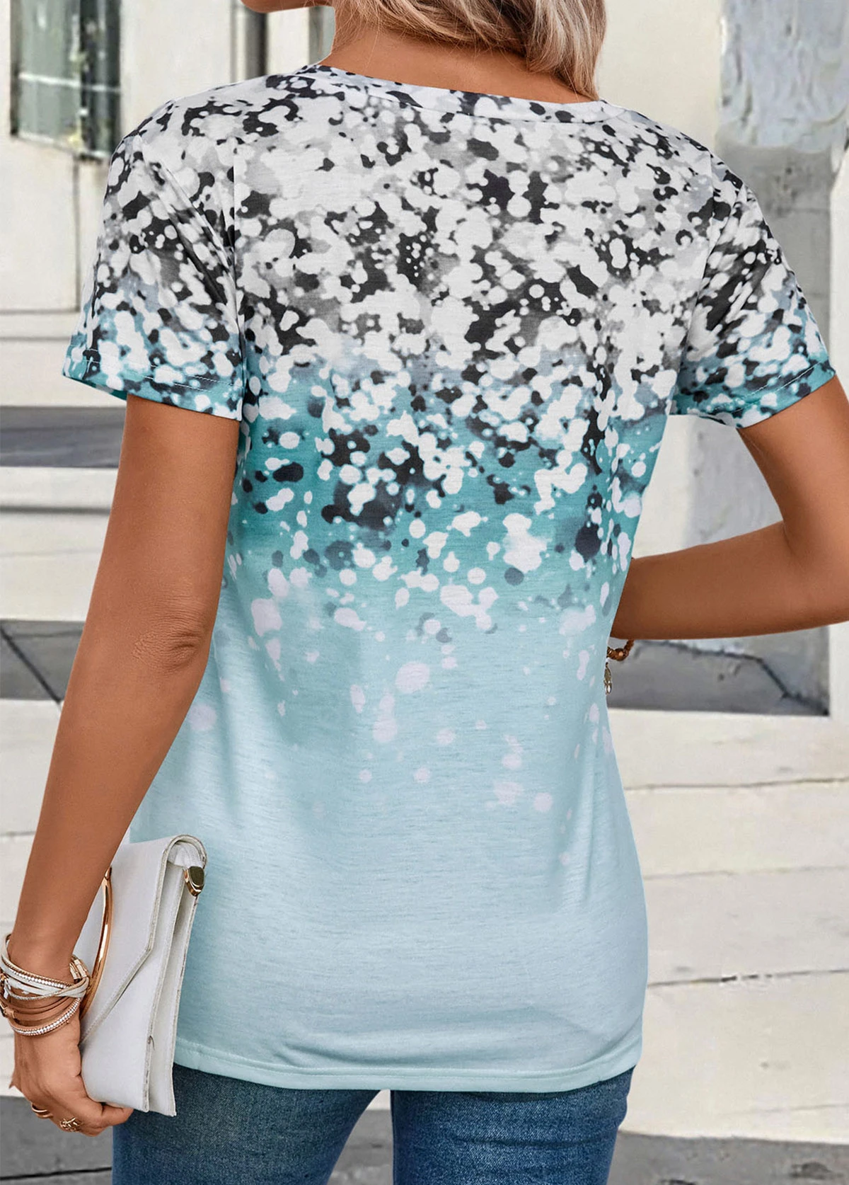 Polka Dot Lightweight Light Blue T Shirt 4 Polka Dot Lightweight Light Blue T Shirt - Image 2