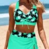 Mid Waisted Leaf Print Split Bikini Set -Rosewe Promotion Store 334888 P 1686294474296