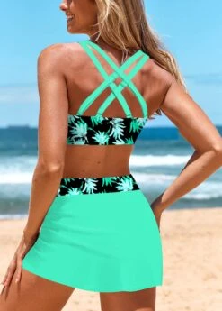 Mid Waisted Leaf Print Split Bikini Set -Rosewe Promotion Store 334888 P 1686294474519