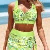 Mid Waisted Paisley Print Criss Cross Bikini Set -Rosewe Promotion Store 334893 P 1684996976214