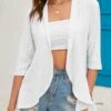 Hole Asymmetric Hem White Half Sleeve Blouse 2 Hole Asymmetric Hem White Half Sleeve Blouse -Rosewe Promotion Store 334965 P 1685083178240