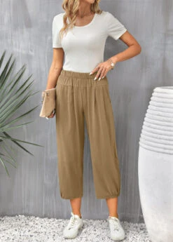 Light Coffee High Waisted Pocket Pants -Rosewe Promotion Store 335002 P 16850968466734