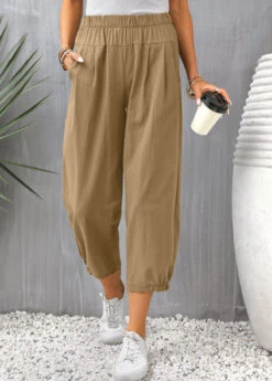 Light Coffee High Waisted Pocket Pants -Rosewe Promotion Store 335002 P 16850968467353