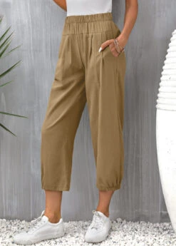 Light Coffee High Waisted Pocket Pants -Rosewe Promotion Store 335002 P 16850968467792