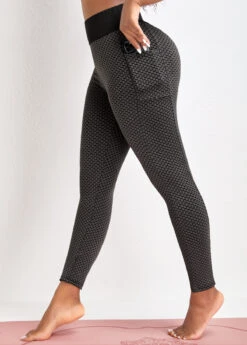 Pocket Skinny Elastic Waist High Waisted Black Pants