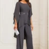 Grey Long Round Neck Ruffle Jumpsuit -Rosewe Promotion Store 335146 P 1695011966683