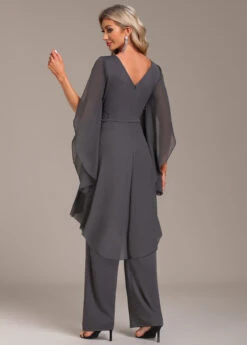 Grey Long Round Neck Ruffle Jumpsuit -Rosewe Promotion Store 335146 P 1695011967112