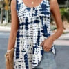 Tie Dye Print Ruched White Tank Top -Rosewe Promotion Store 335221 P 16855258023510