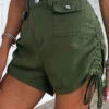 Button Fly Pocket Olive Green Regular Shorts 2 Button Fly Pocket Olive Green Regular Shorts -Rosewe Promotion Store 335272 P 16867421897862