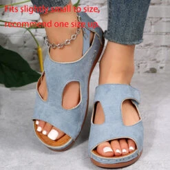 Peep Toe Low Heel Blue Sandals -Rosewe Promotion Store 335314 P 1685519305645
