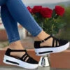 Closed Toe Low Heel Black Sandals