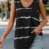 Striped V Neck Black Tank Top -Rosewe Promotion Store 335378 P 16855261908400