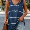 Striped V Neck Navy Tank Top 2 Striped V Neck Navy Tank Top -Rosewe Promotion Store 335380 P 16855259559580