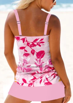Mid Waisted Leaf Print Circular Ring Tankini Set -Rosewe Promotion Store 335432 P 1685599966750