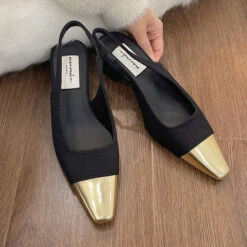 Black Closed Toe Mid Heel Sandals