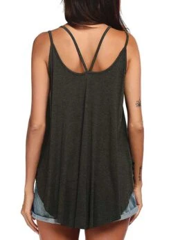 Scoop Neck Asymmetry Dark Grey Camisole Top -Rosewe Promotion Store 335544 P 1686643734882