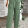 Pocket Regular Elastic Waist Sage Green Pants -Rosewe Promotion Store 335603 P 16878639838900