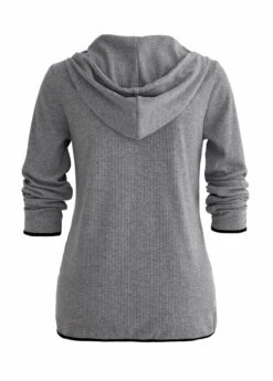 Pocket Zipper Grey Long Sleeve Hoodie -Rosewe Promotion Store 335692 P 16947410533177