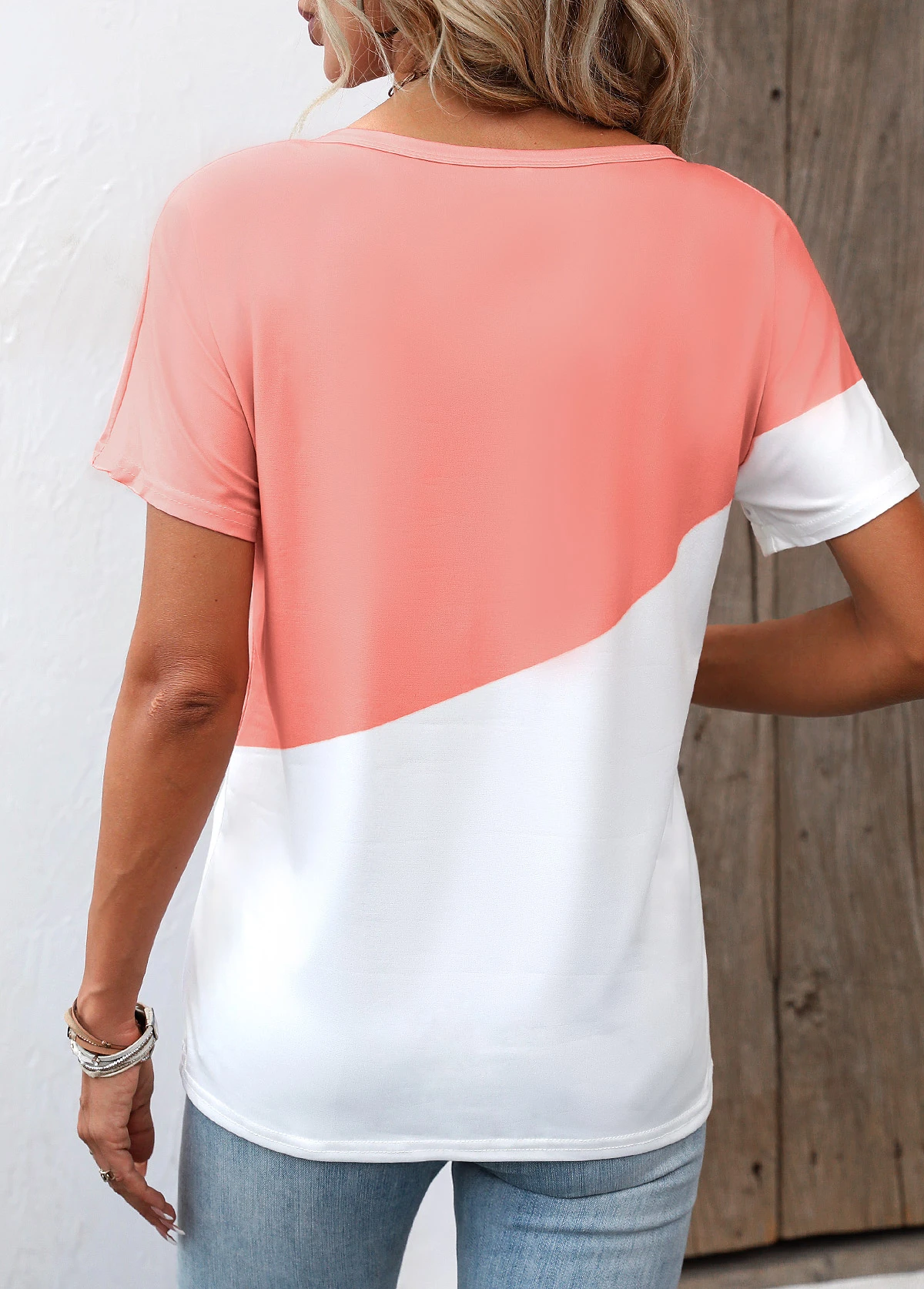 Zipper Round Neck Dusty Pink T Shirt 4 Zipper Round Neck Dusty Pink T Shirt - Image 2