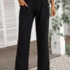 Pocket Elastic Waist High Waisted Black Pants -Rosewe Promotion Store 336147 P 16877791033100