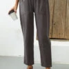 Pocket Elastic Waist High Waisted Dark Grey Pants -Rosewe Promotion Store 336148 P 16883784904500