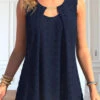 Cut Out Round Neck Navy Tank Top -Rosewe Promotion Store 336202 P 1686558420461
