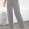 Light Grey Elastic Waist High Waisted Pocket Pants 1 Light Grey Elastic Waist High Waisted Pocket Pants -Rosewe Promotion Store 336220 P 16867421845060