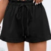 High Waisted Drawstring Black Regular Elastic Waist Shorts -Rosewe Promotion Store 336225 P 16866206098000